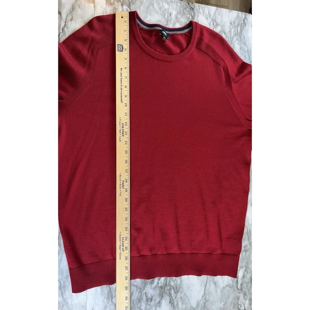 Express 100% Merino Wool Sweater Mens Lg Burgundy Crew Neck Heather Knit